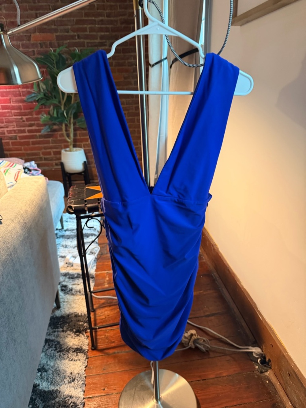 Superdown Women’s Deep V-Neck Royal Blue Dress
